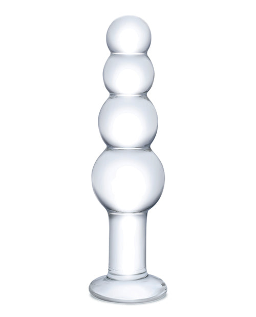 Glas 7.25" Glass Beaded Butt Plug - Clear by Glas