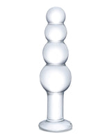 Glas 7.25" Glass Beaded Butt Plug - Clear by Glas