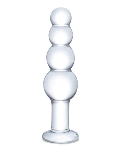 Glas 7.25" Glass Beaded Butt Plug - Clear by Glas