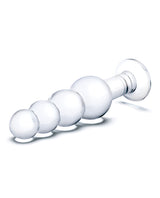 Glas 7.25" Glass Beaded Butt Plug - Clear by Glas
