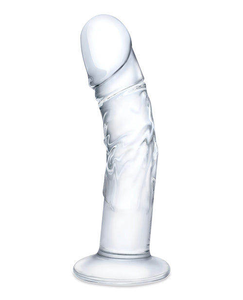 Glas 7" Curved Glass Dildo, Clear with Realistic Veins