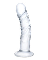 Glas 7" Curved Glass Dildo, Clear with Realistic Veins