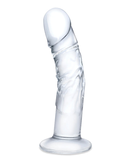 Glas 7" Curved Glass Dildo, Clear with Realistic Veins