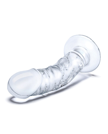 Glas 7" Curved Glass Dildo, Clear with Realistic Veins