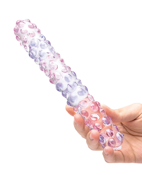 Glas 9" Nubby Glass Dildo in Purple Rose