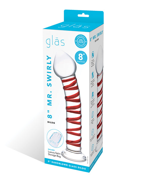 Glas 8" Mr. Swirly Glass Dildo - Red by Glas