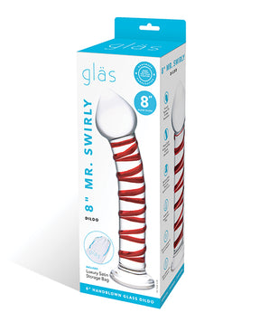 Glas 8" Mr. Swirly Glass Dildo - Red by Glas