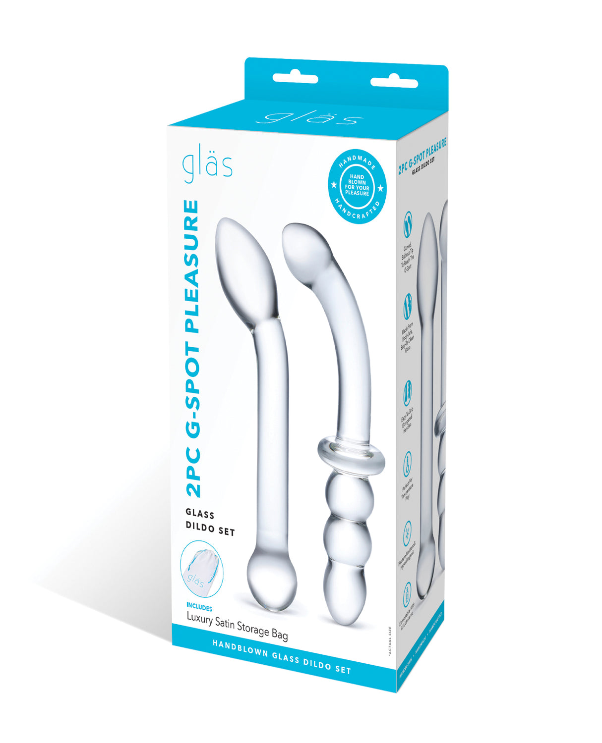 Glas 2 pc G-Spot Pleasure Glass Dildo Set - Clear by Glas