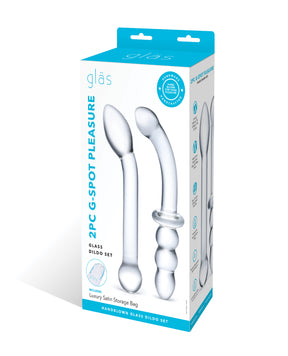 Glas 2 pc G-Spot Pleasure Glass Dildo Set - Clear by Glas