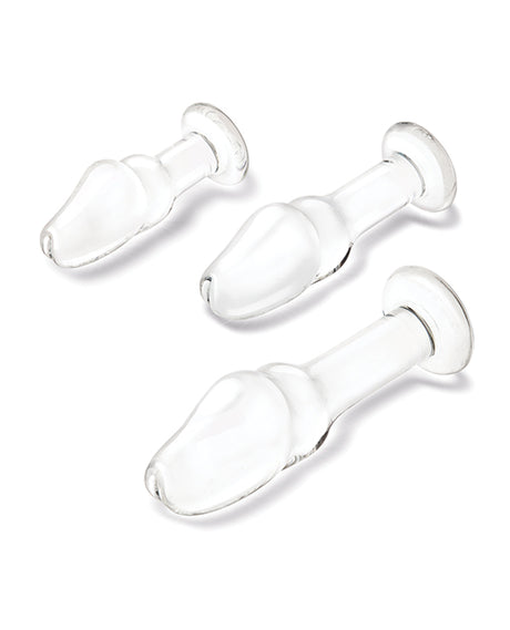 Glas 3-Piece Helmet Head Glass Anal Plug Set
