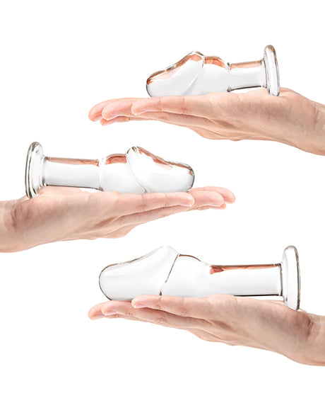 Glas 3-Piece Helmet Head Glass Anal Plug Set
