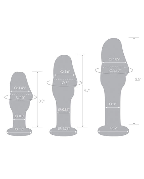 Glas 3-Piece Helmet Head Glass Anal Plug Set