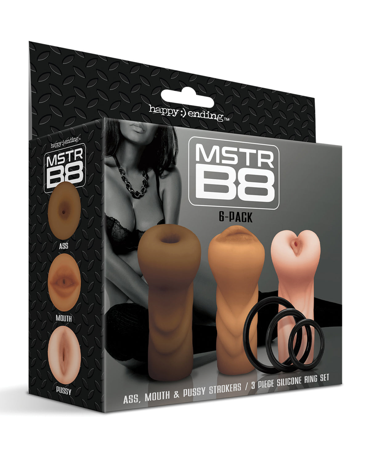MSTR B8 Stroker Set w/C-Rings - Assorted Pack of 3 by Happy Ending
