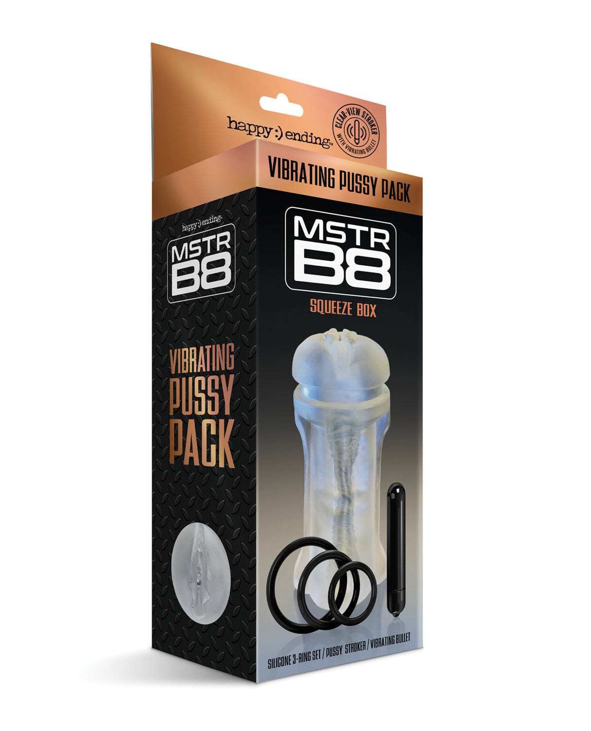 MSTR B8 Squeeze Box Vibrating Pussy Pack - Kit of 5 Clear by Happy Ending
