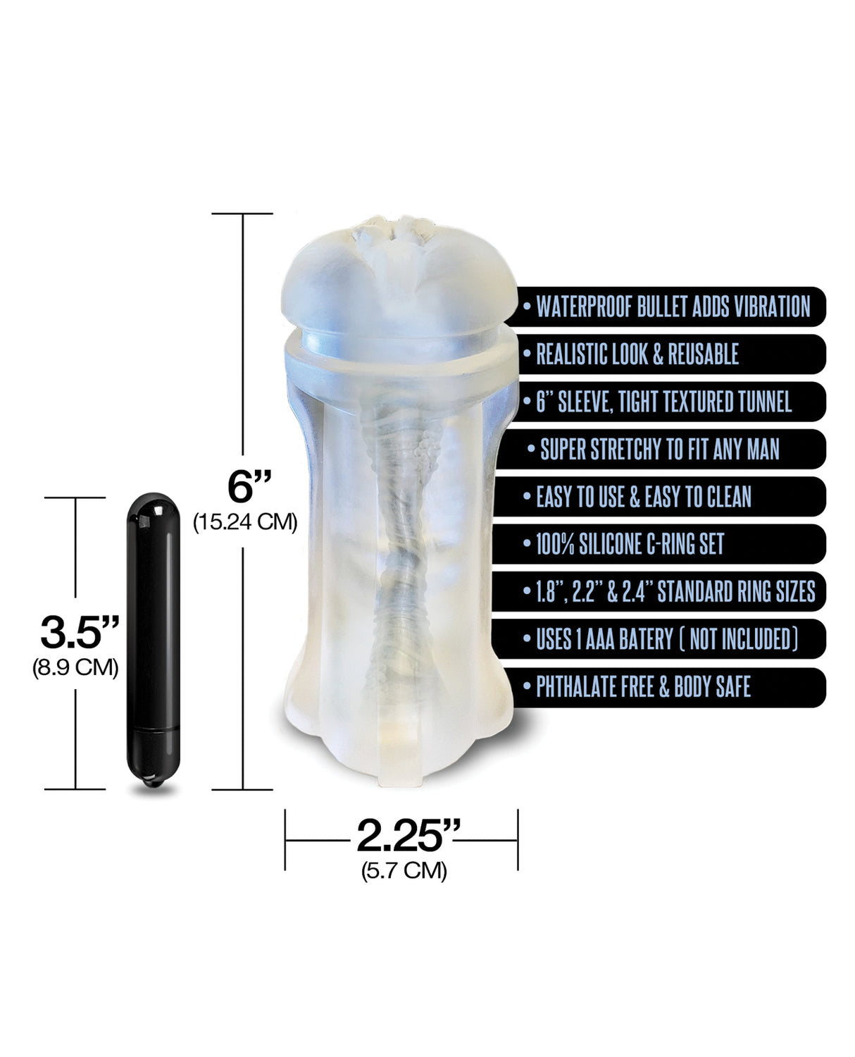 MSTR B8 Squeeze Box Vibrating Pussy Pack - Kit of 5 Clear by Happy Ending