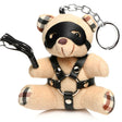 XR Brands Bondage Bear Keychain — Light Peach Plush with Faux Leather Harness, 3.9 in - MS-AH120