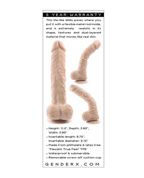 Gender X Flexskin Poseable True Feel 10" Dildo - Light by Gender X