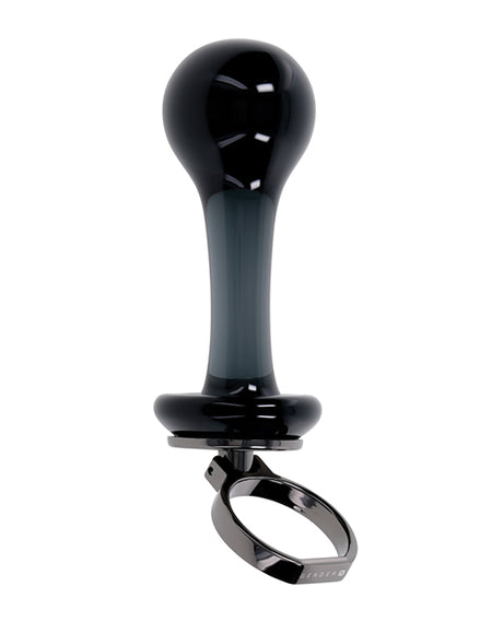 Gender X Glass Anal Plug — Black with Finger Ring