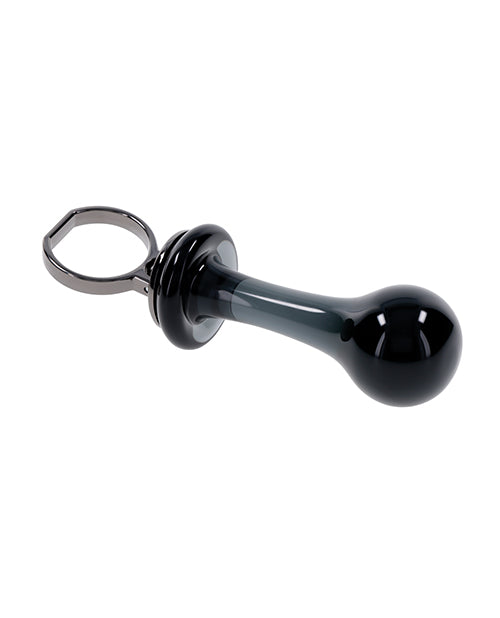 Gender X Glass Anal Plug — Black with Finger Ring