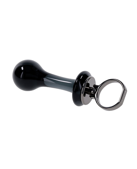 Gender X Glass Anal Plug — Black with Finger Ring