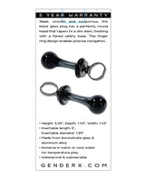 Gender X Glass Anal Plug — Black with Finger Ring
