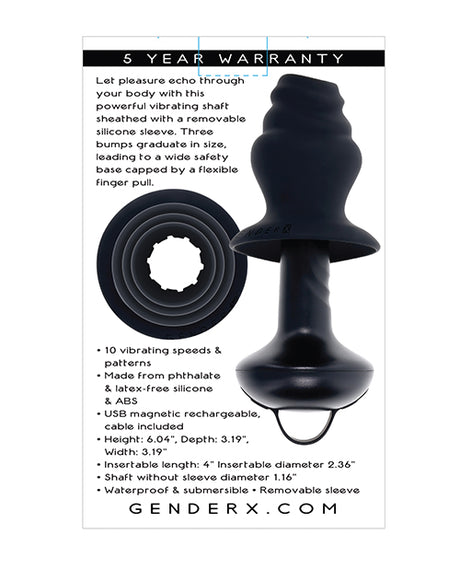 Gender X Echo Vibrating Anal Shaft with Removable Silicone Sleeve - Black