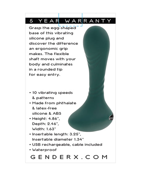 Gender X Goes Anywhere Vibrating Silicone Anal Plug — Teal
