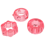 Doc Johnson Crystal Jellies Performance Ring Set, 3-Pack Pink - DJ0291-07-CD