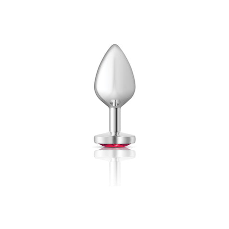 Bright Pink Heart Gem Silver Metal Plug - Md