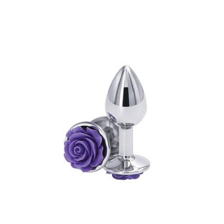 nsnovelties Rear Assets Rose Small Anal Plug — Purple - NSN-0965-15