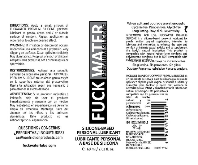 Fuck Water Premium Silicone Lubricant — 2 fl. oz. - FW-S2