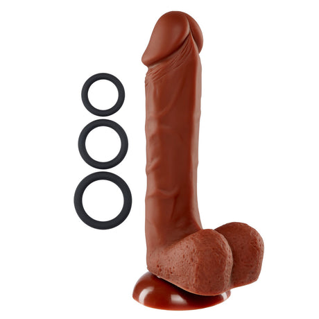 Cloud 9 Novelties Pro Sensual 8 Inch Silicone Dong with 3 Cockrings - Brown - WTC852875