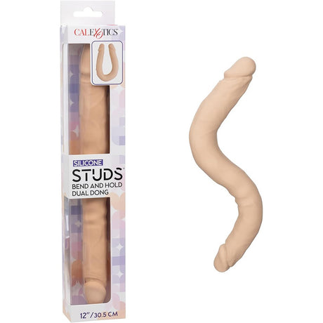 CalExotics Silicone Bend & Hold Dual Dong — 12 Inch, Ivory - SE0256053
