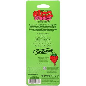 Doc Johnson Goodhead Buzz Buddies 5 Inch Multi-Speed Vibe - Strawberries - DJ1370-01-CD