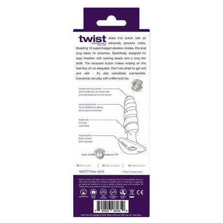 Twist Rechargeable Anal Vibe - Deep Purple