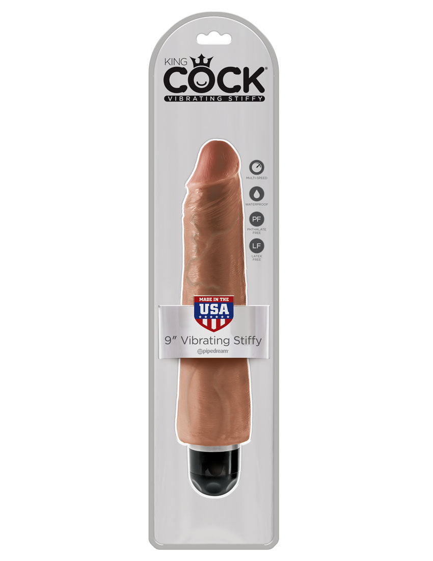 King Cock 9" Vibrating Stiffy - Tan by Pipedream