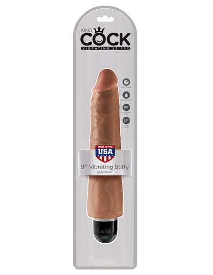 King Cock 9" Vibrating Stiffy - Tan by Pipedream