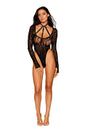 Dreamgirl Swirl Knit Teddy with Harness — One Size (Black) - DG-13266BLKOS