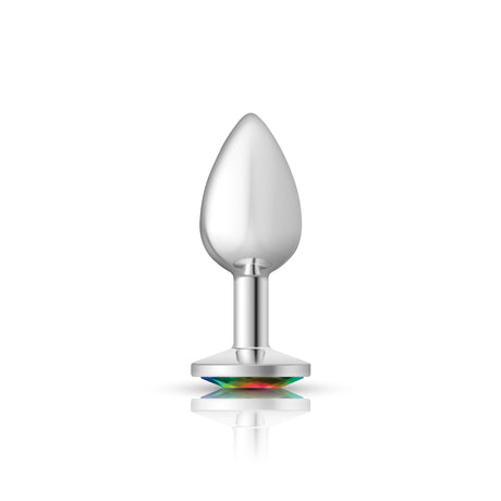 Rainbow Round Gem Silver Metal Plug - Sm