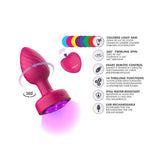 Viben Twila Twirling Light-Up Vibrating Anal Plug with Purple Gem & Pink Heart Remote - VB-CC9159