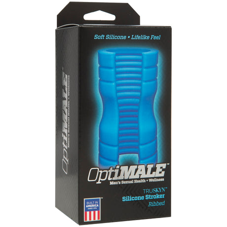 Doc Johnson Optimale Truskyn Ribbed Silicone Stroker — Blue - DJ0694-02-BX