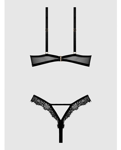 Nadia Lace & Mesh Cutout Teddy - Black 1X/2X by House of Desire