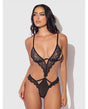 Nadia Lace & Mesh Cutout Teddy - Black MD by House of Desire