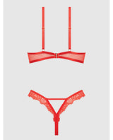 Nadia Lace & Mesh Cutout Teddy - Grenadine Dark Orange 1X/2X by House of Desire