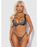 Devon Push Up Bra w/Harness & G-String 3 pc Set - Leopard LG by House of Desire