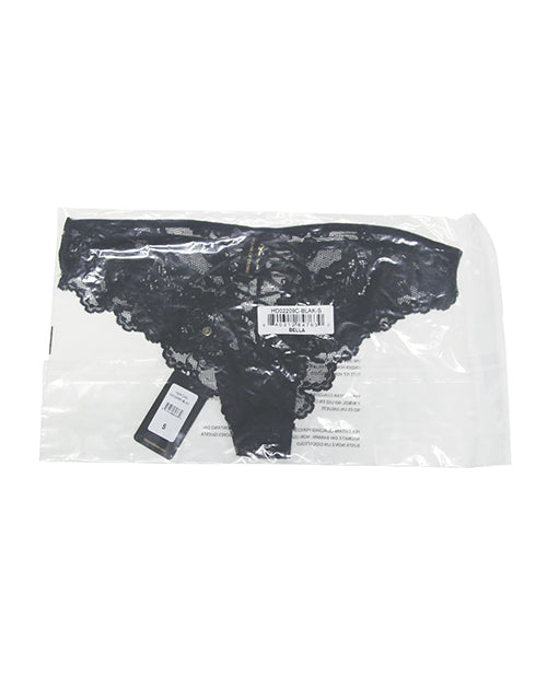 Bella Lace Up Tanga Panty w/Jewel Detail - Black MD by House of Desire