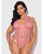 Kiki Lace & Satin Drop Off Teddy - Rose 1X/2X by House of Desire