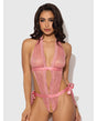 Kiki Lace & Satin Drop Off Teddy - Rose XL by House of Desire