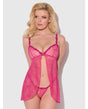 Yvone Lace Babydoll w/Front Closure & G-String 2 pc Set - Pink MD by House of Desire