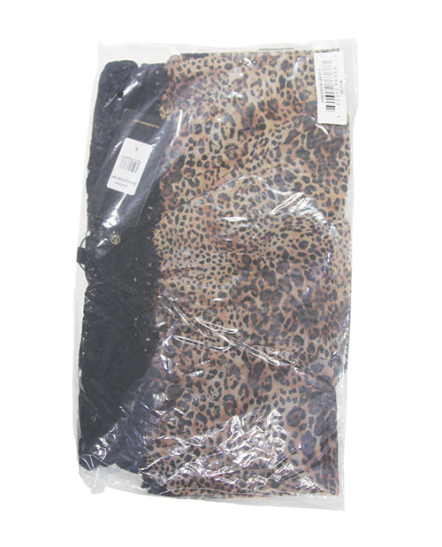 Felicia Mesh and Lace Babydoll w/G-String 2 pc Set - Leopard MD by House of Desire